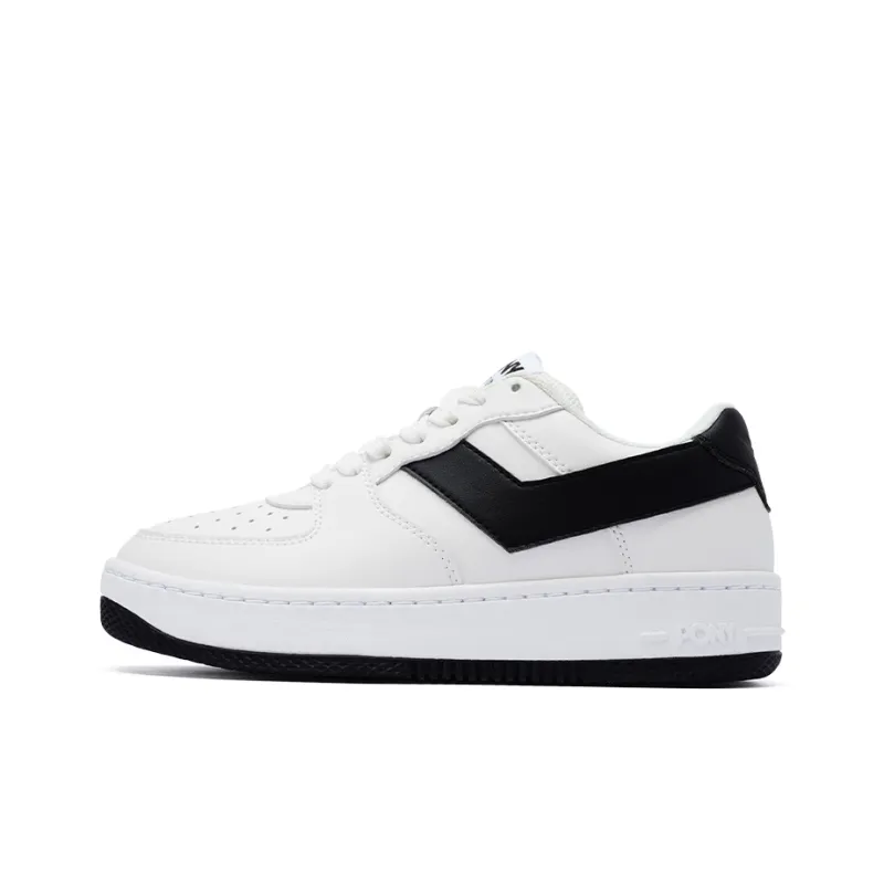 PONY Lighting Cushioned Slip Resistant Low Top Skateboard Shoes Unisex White Black-0