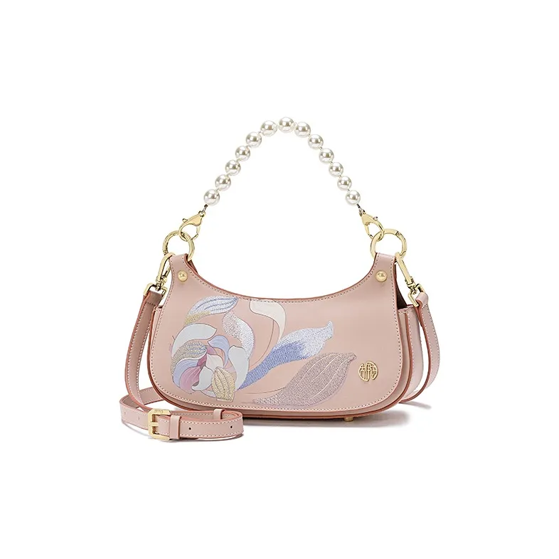 Ancient Yi Xi Cow Leather Cheongsam Shoulder Bag Women's Peach Blossom Pink-1