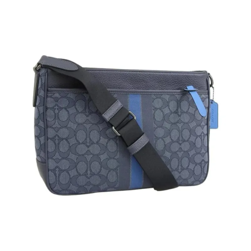 COACH Thompson Cow Leather Fabric Briefcase, Shoulder Bag, Crossbody Bag Large Size Men's Navy Blue-2