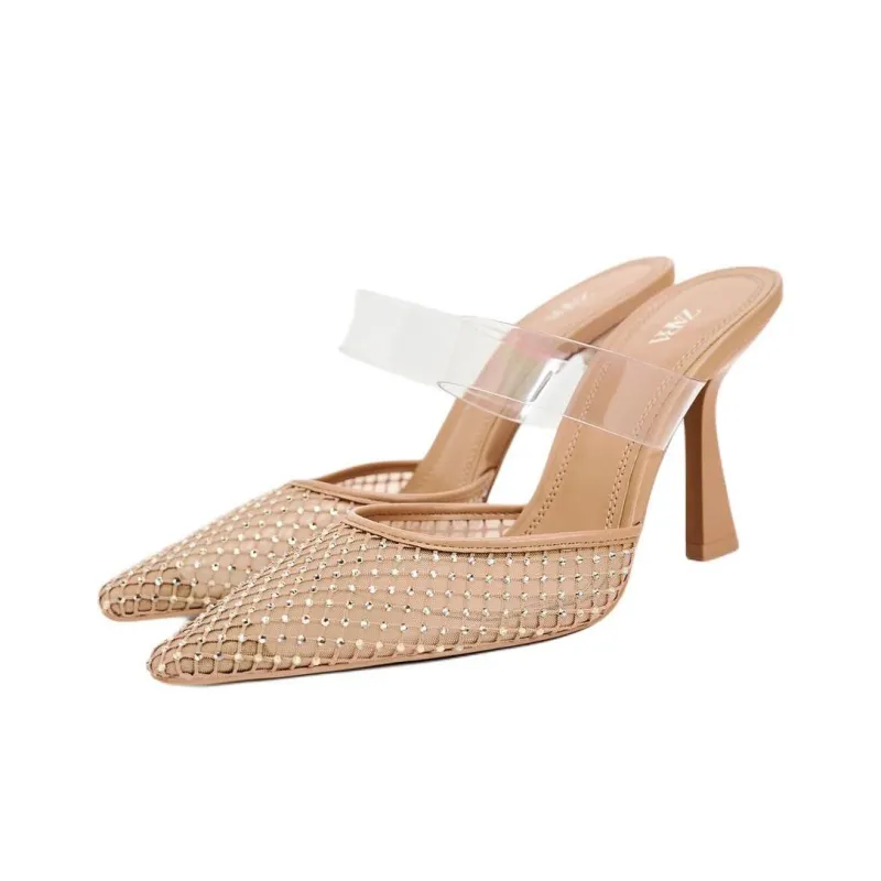 ZARA Wrap toe Slippers Women's Brown-1