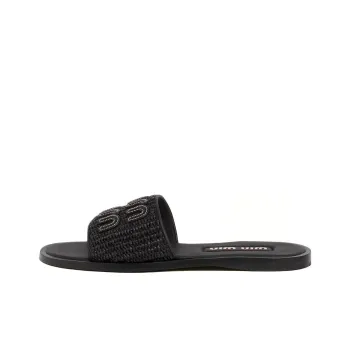 MIU MIU Slide Slippers Women's Black