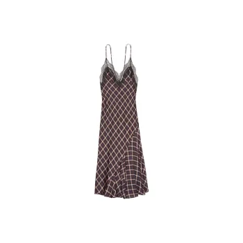 Victoria's Secret SEXY KI Nightgown Women's Black Pink Plaid