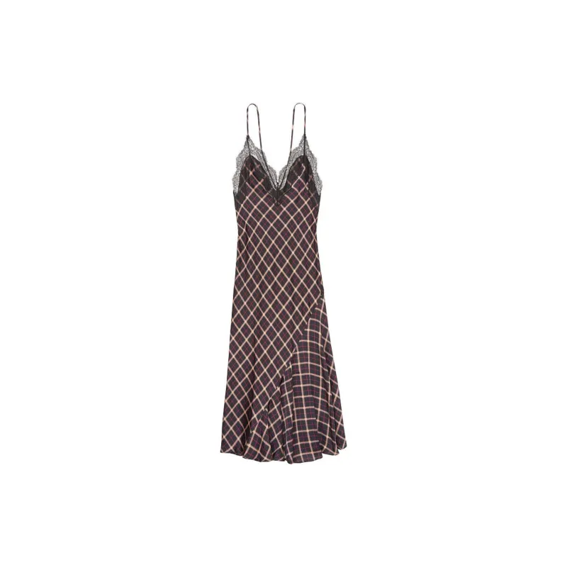 Victoria's Secret SEXY KI Nightgown Women's Black Pink Plaid-0