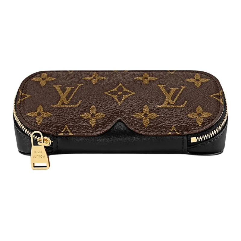 LOUIS VUITTON Monogram Canvas With Leather Eyeglass Pouch Tubas Unisex Brown-1