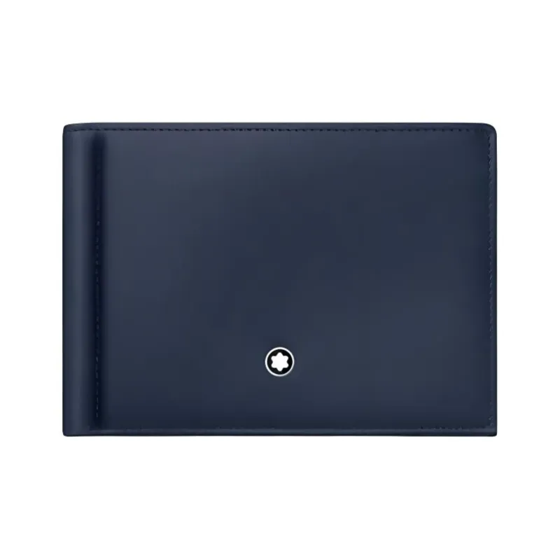 MONTBLANC Meisterstuck Leather Leather Clip Wallet Men's Sea Blue-0
