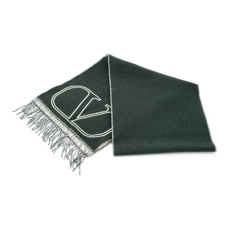Valentino Cashmere Knit Scarves Men's Green-1