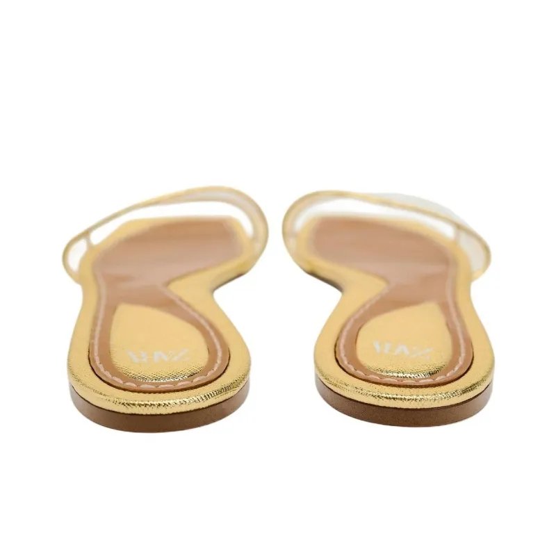 ZARA Abrasion-Resistant Slide Slippers 1cm Women's Gold-4