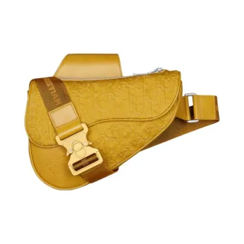 DIOR Technical Fabric Saddle Bag, Shoulder Bag, Crossbody Bag Women's Yellow