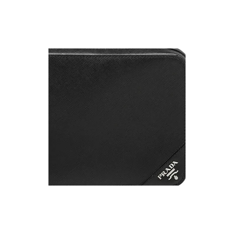 PRADA Cow Leather Clutch Men's Black-7