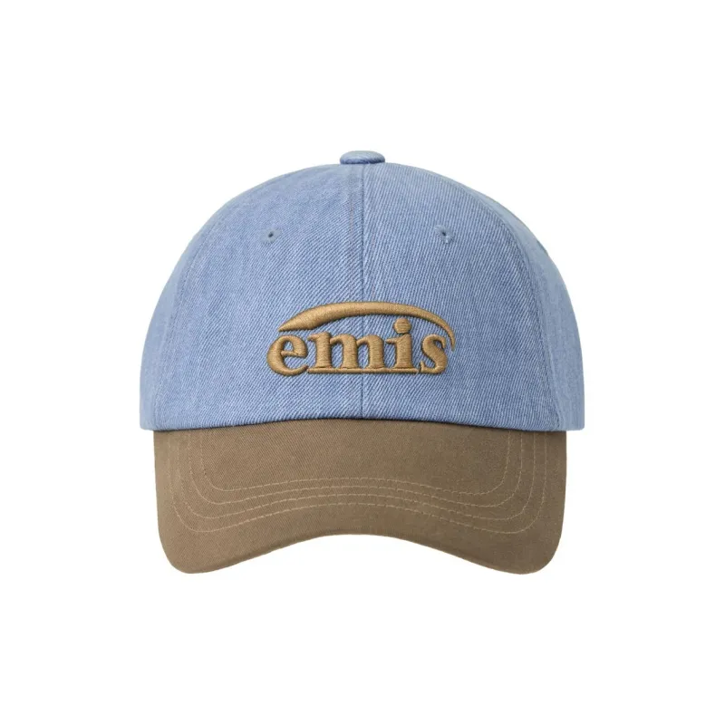 Emis Cotton Baseball Caps Unisex Light Blue Denim/Brown-1