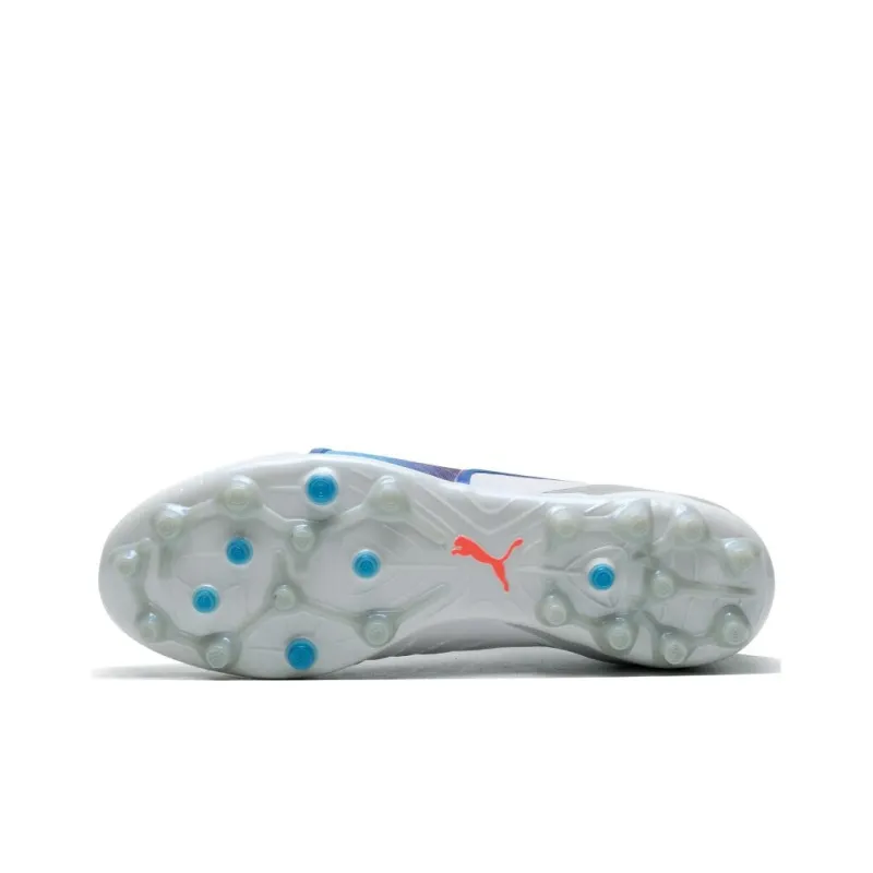 PUMA King Ultimate MG Rubber Short Studs Artificial Ground Anti Slip Wear Resistant Soccer Shoes Men's White Blue-7
