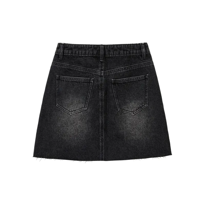 LEDIN Denim Short Skirts Women's Dark Gray-1