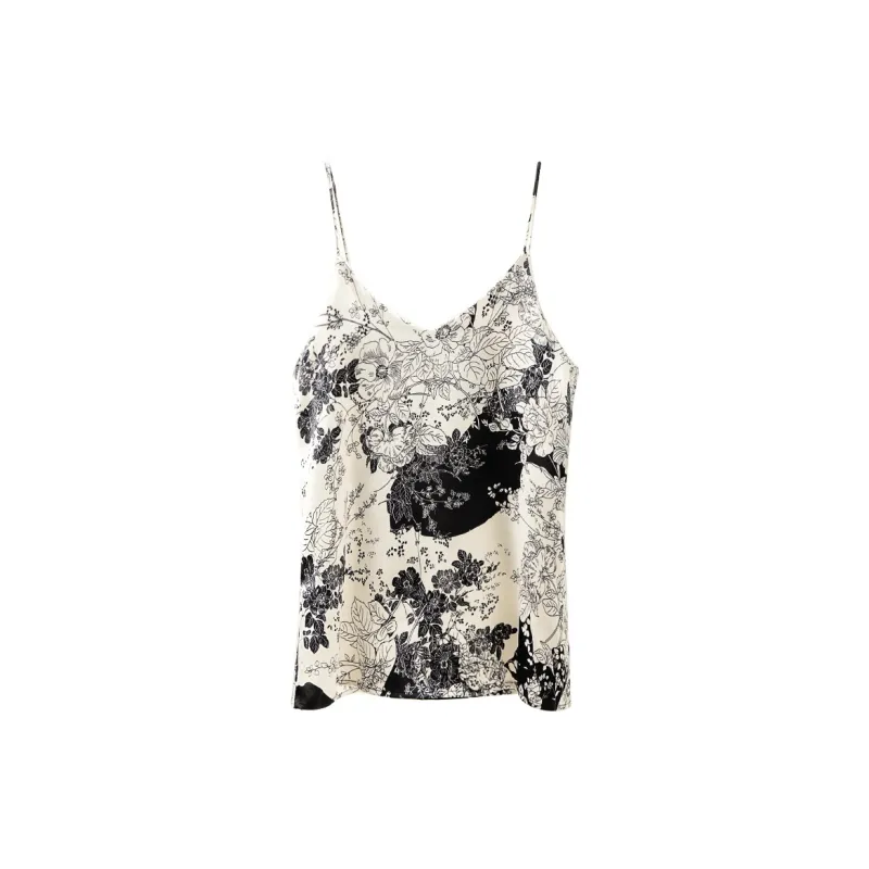 Cypress House Tank Top Women's Beige With Black Floral-1