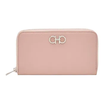 FERRAGAMO Embossed Calfskin Wallet Women's Blush Color