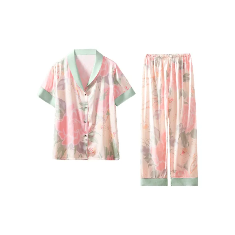 Shanghai Story Pajama Set Women's Leisurely Flowers Playing With Shadows-0