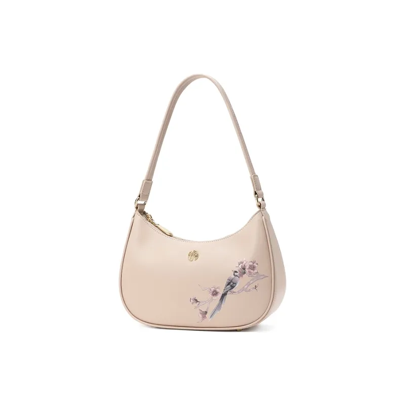 Ancient Yi Xi Cow Leather Chinese Fashion Trend Minimalist Style Shoulder Bag Women's Light Cherry Blossom Pink-1