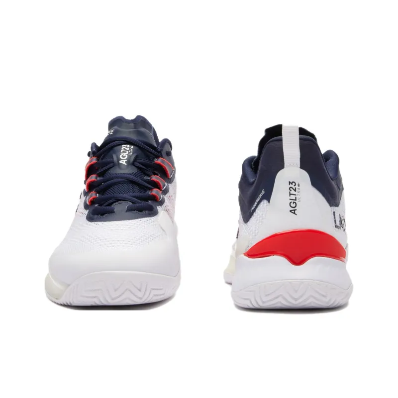 LACOSTE Low Top Tennis Shoes Men's White Blue Red-3