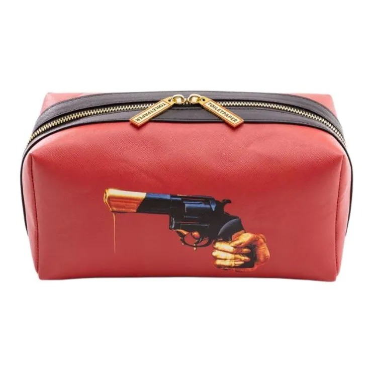 SELETTI PU Makeup Bag Men's Red-0