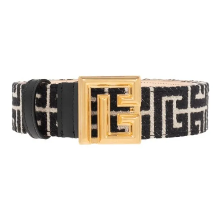 BALMAIN Brand Logo Calfskin Leather Belts Women's Black-0