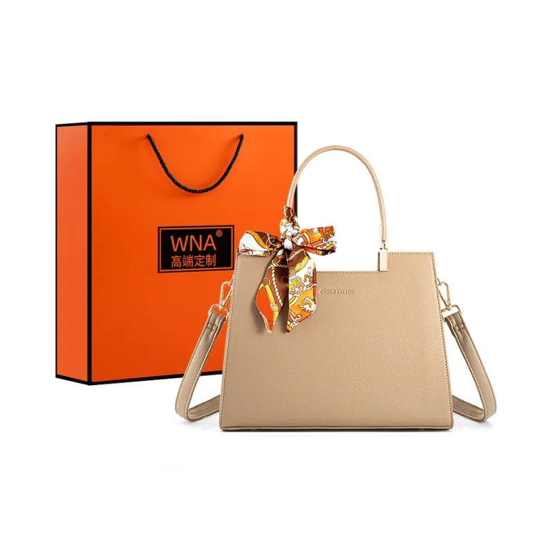 Vigno Synthetic Leather Handbag, One Shoulder, Crossbody Bag Regular Women's Khaki-0