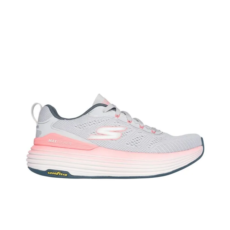Skechers Max Cushioning Slip Resistant Breathable Rebound Low Top Casual Running Shoes Women's Gray Pink-1