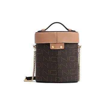 FION Artificial Leather With Synthetic Leather Shoulder Bag Crossbody Bag Small Size Women's Coffee/Tea
