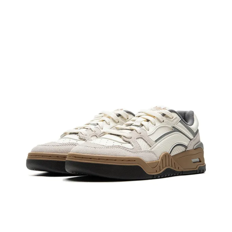 LiNing Moon White 2.0 Anti Slip And Wear Resistant Breathable Low Top Skateboard Shoes Women's Ecru-1