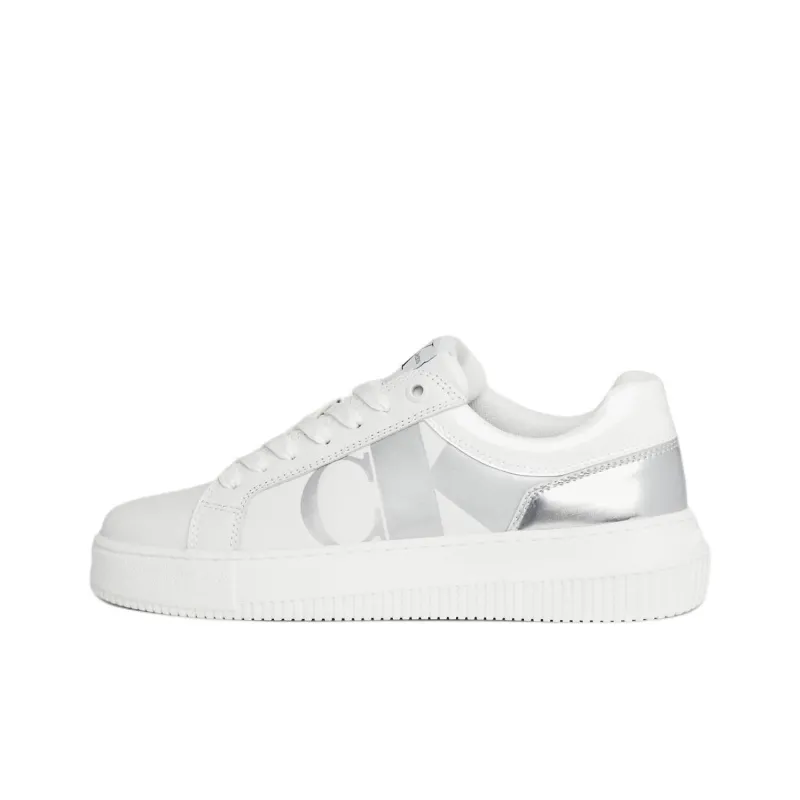 CKJ CALVIN KLEIN JEANS Low Top Skateboard Shoes Women's White-0