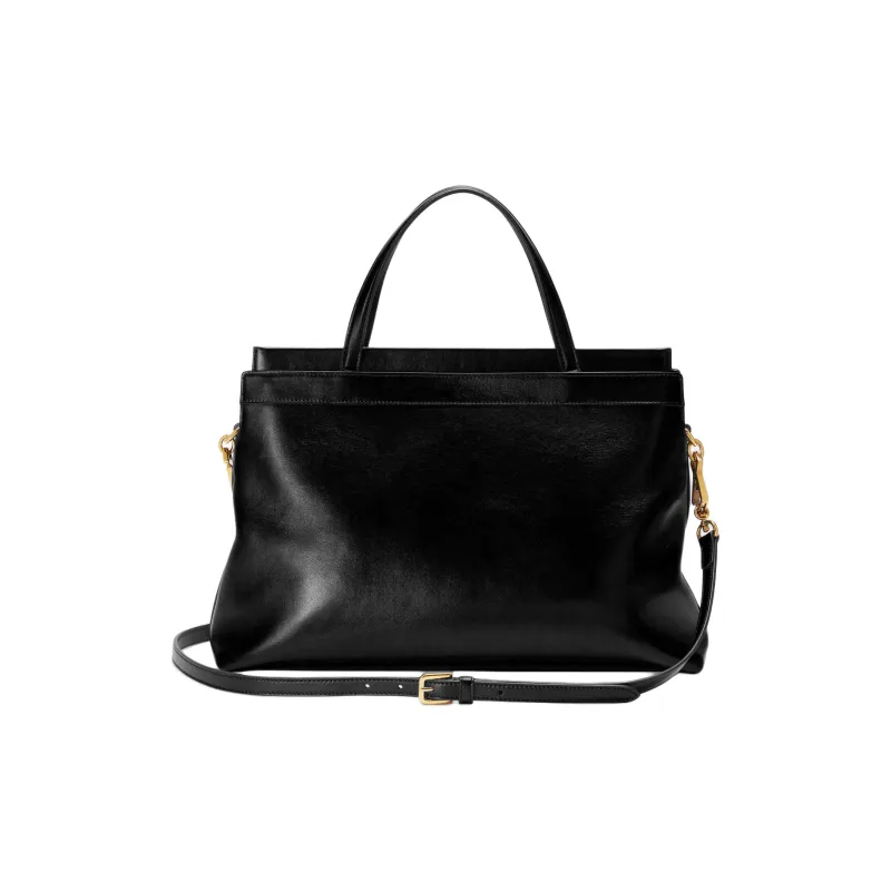 GUCCI Lambskin Tote Bag, Shopping Bag, Shoulder Bag, Crossbody Bag, Handbag Medium Size Women's Black-3