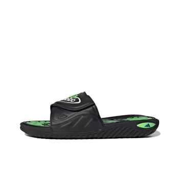 Adidas Reptossage Slides Cozy Wear Resistant Flat Heel Sports Slippers Unisex Black Green
