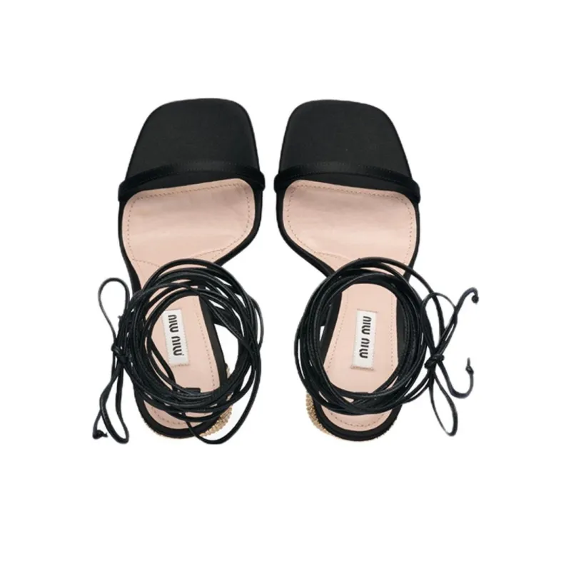 MIU MIU One Strap Sandals Women's Black-4