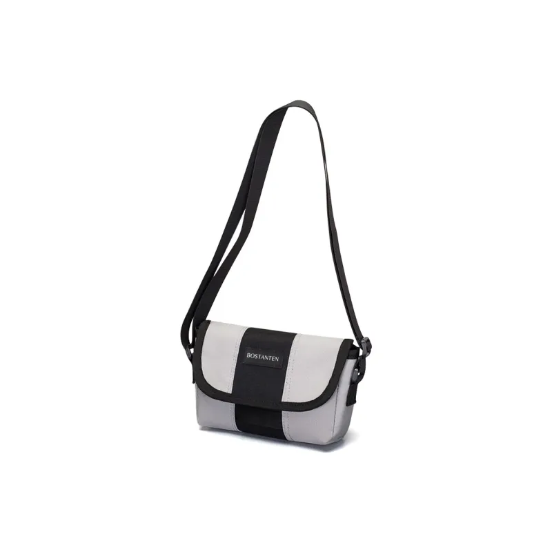 BOSTANTEN Oxford Crossbody Bag Unisex Black/Light Gray/Black & Green-13