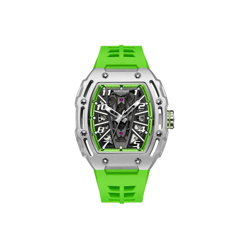 FAIRWHALE Starlight Collection Men's Watch Mechanical Movement Silicone Strap Watch Men's Watches Black Dial-7