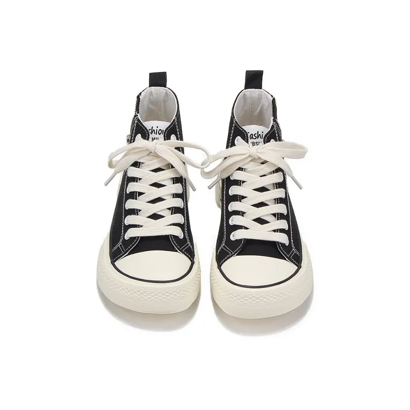 Yobn Anti Slip And Wear Resistant Breathable High Top Canvas Shoes Women's Black-3