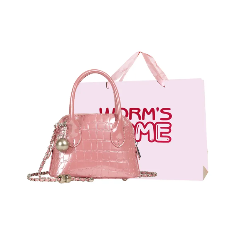 Worm's Home PU Shoulder Bag, Crossbody Bag, Handbag Women's Silver/Black/Pink-12