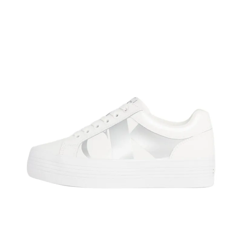 CKJ CALVIN KLEIN JEANS Low Top Skateboard Shoes Women's White-0