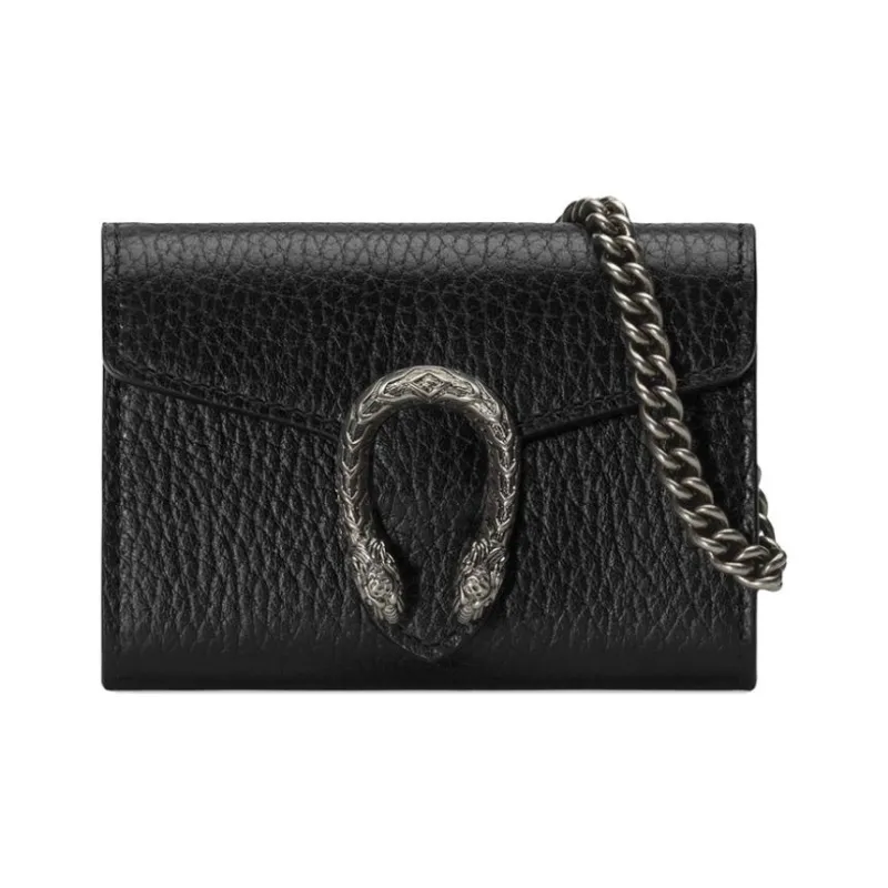GUCCI Dionysus Leather Chain Bag, Handbag, Coin Purse, Shoulder Bag Women's Black-0