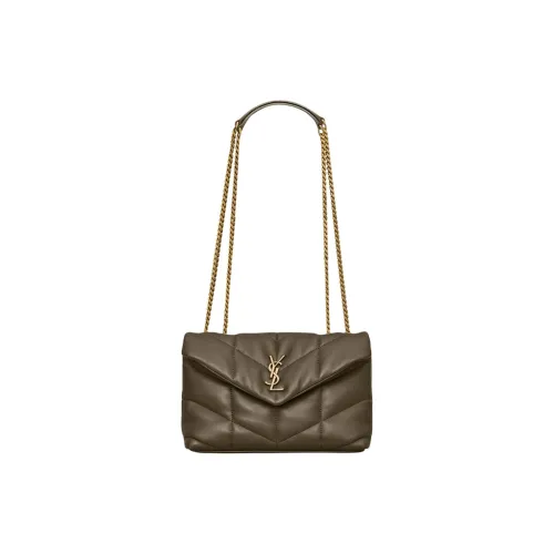 SAINT LAURENT PUFFER Sheepskin Portable Crossbody Bag, Shoulder Bag Mini Women's Light Musk