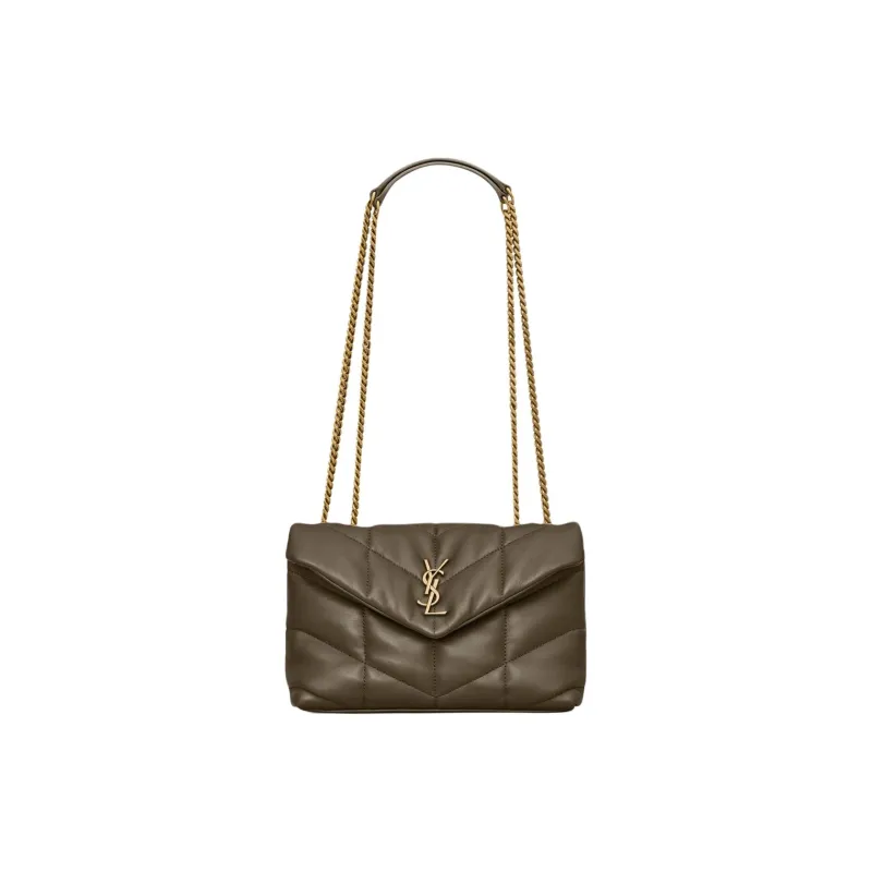 SAINT LAURENT PUFFER Sheepskin Portable Crossbody Bag, Shoulder Bag Mini Women's Light Musk-0