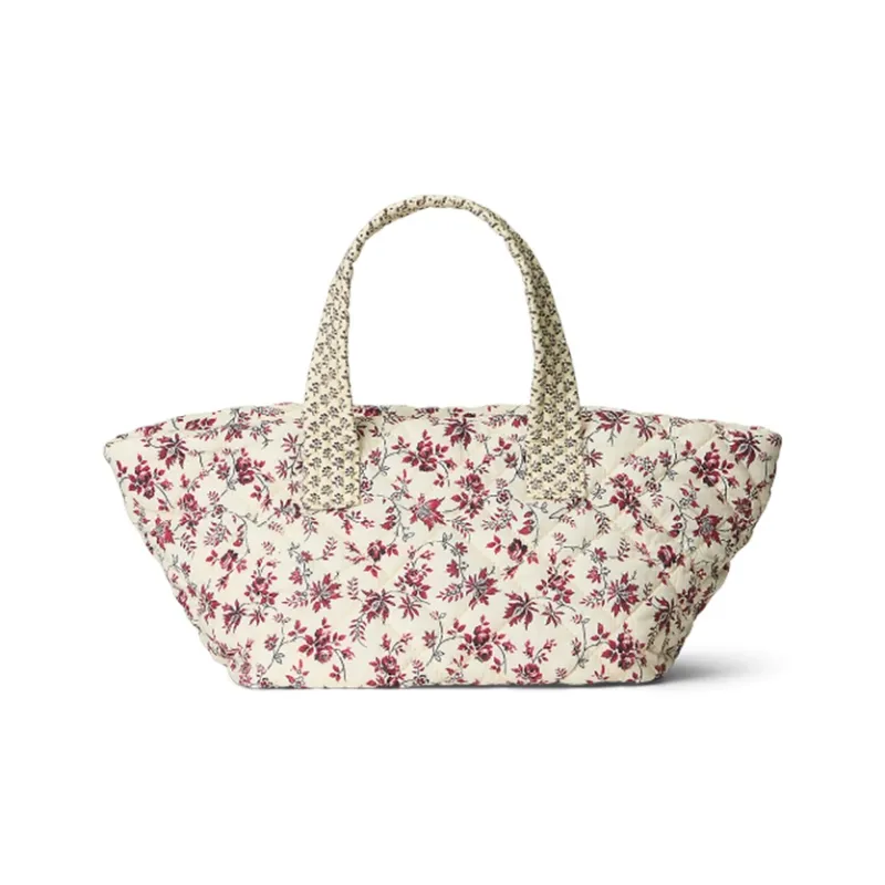 Polo Ralph Lauren Fabric Tote Shopping Bag Small Size Women's White & Red-2