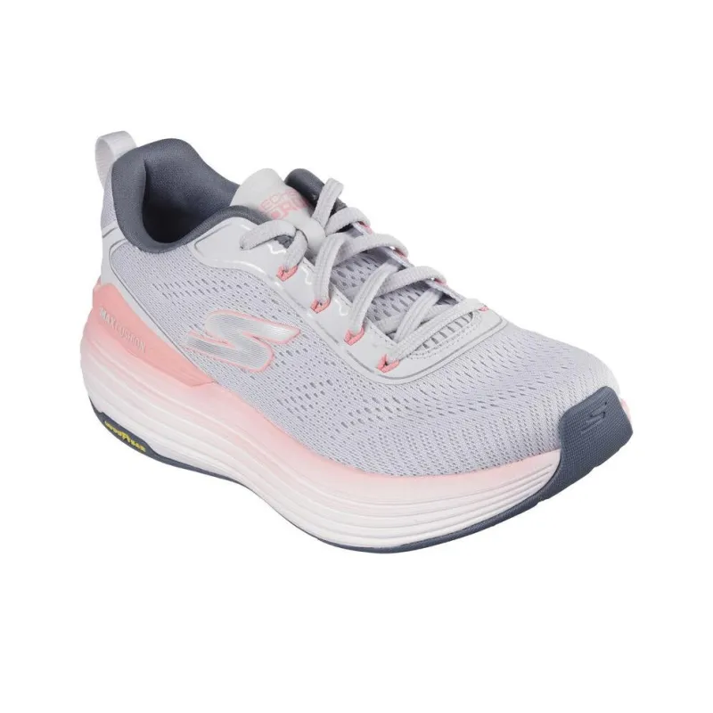 Skechers Max Cushioning Slip Resistant Breathable Rebound Low Top Casual Running Shoes Women's Gray Pink-2