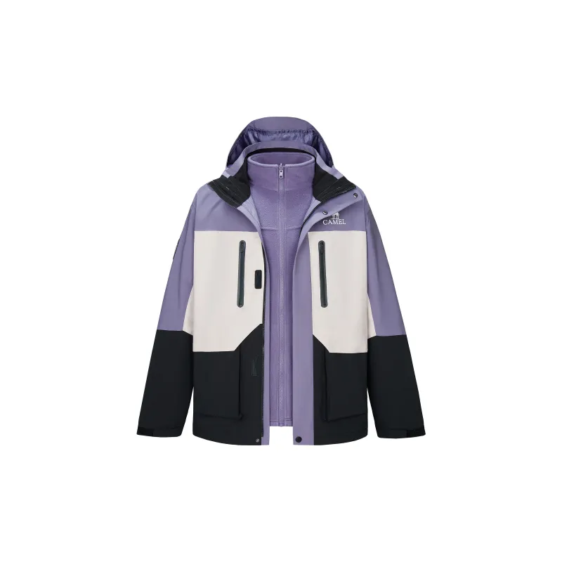 QIE Outdoor Multicolor Water Resistant Windproof Wear Resistant 3 in 1 Fleece Lining Windbreaker Jacket Unisex-15