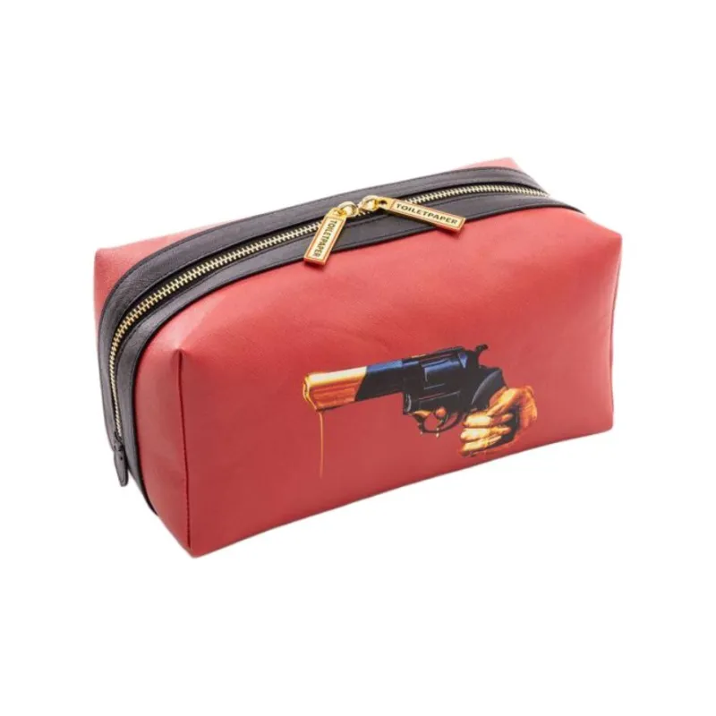 SELETTI PU Makeup Bag Men's Red-1