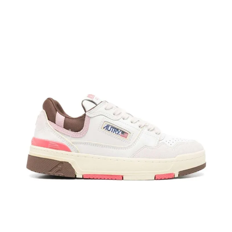 AUTRY Clc Low Top Skateboard Shoes Women's White Pink Brown-1