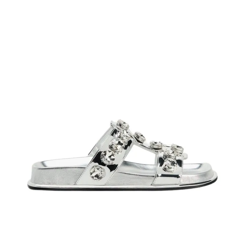 ZARA Trf Slip-Resistant Abrasion-Resistant Slide Slippers Women's Silver-1