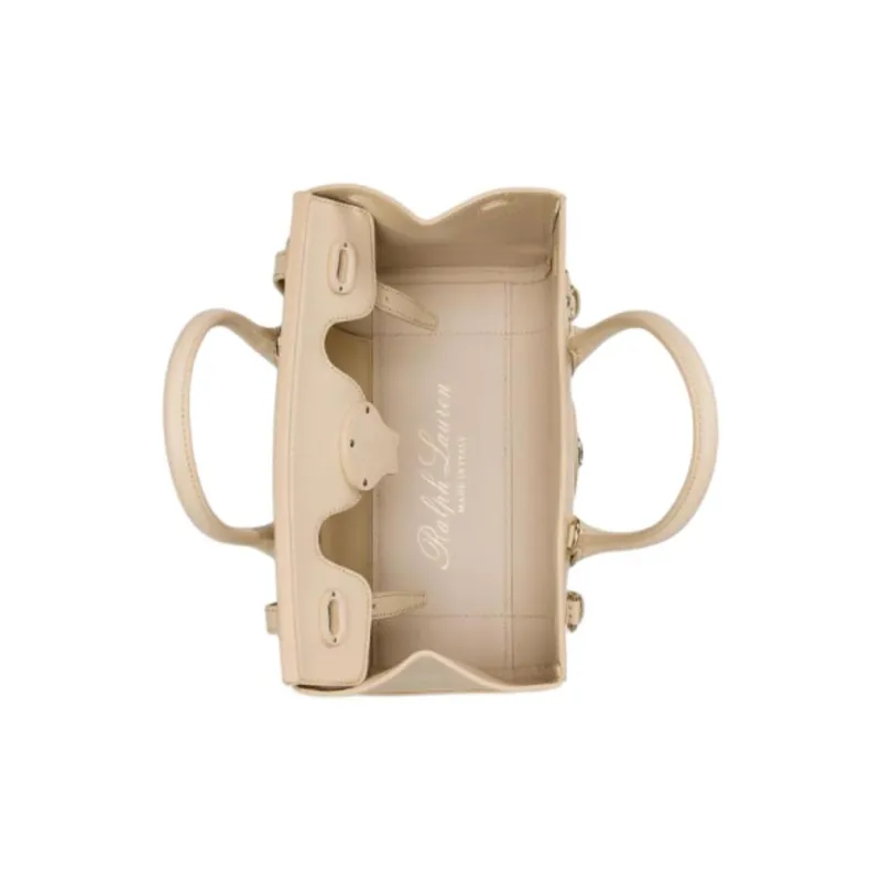 Ralph Lauren Cow Leather One Shoulder Handbags Women's Light Yellow Umber-2