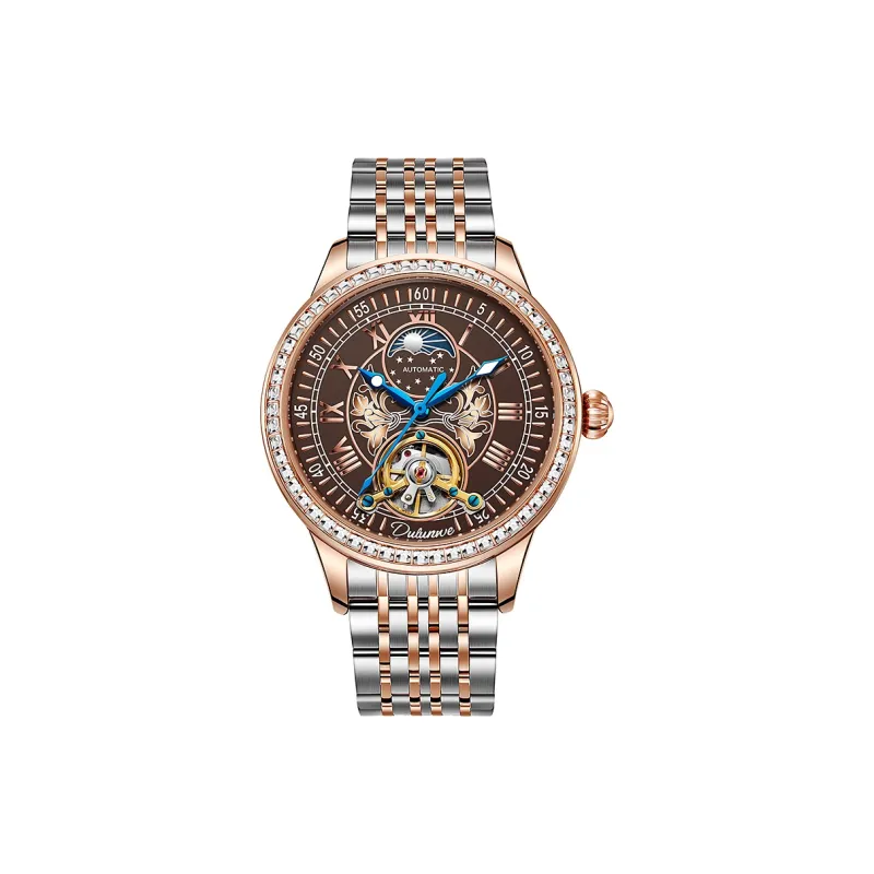 Dulunwe Automatic Mechanical Movement Stainless Steel Watchband Watch Men's Watches Silver Dial-0