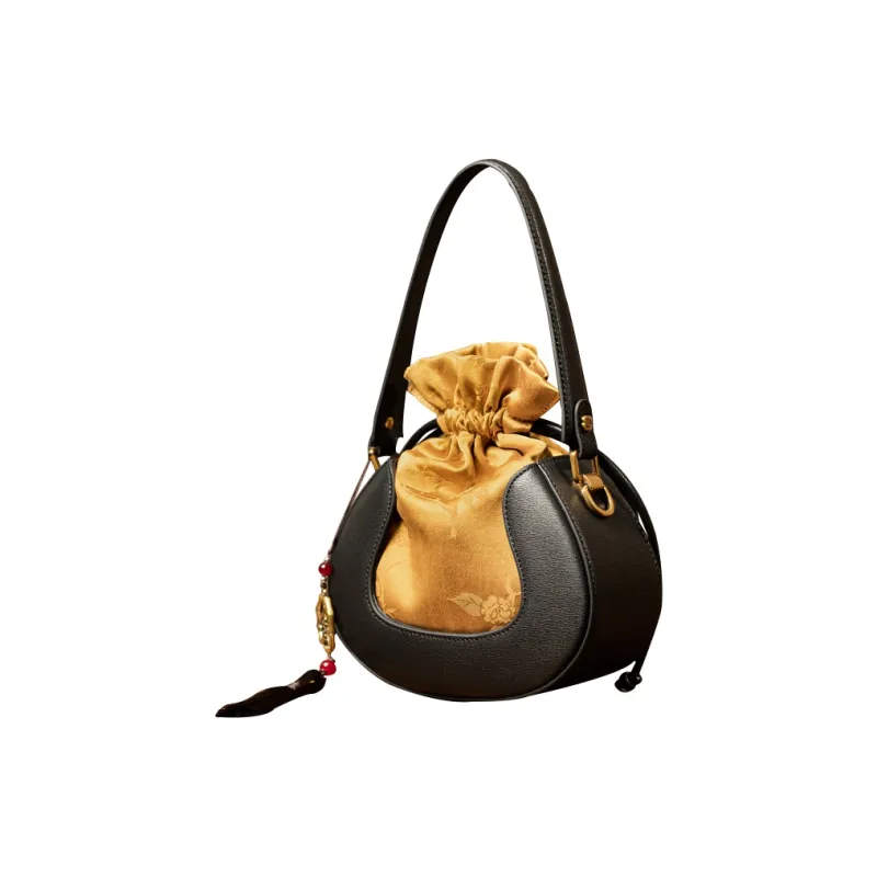 Liang Jin Ji Cow Leather Shoulder Bag Women's Gold-1