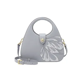 Ancient Yi Xi Cow Leather Niche Vintage Cheongsam Shoulder Bag Handbag Women's Light Dusty Purple