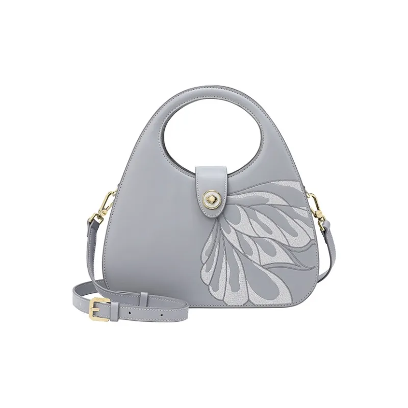 Ancient Yi Xi Cow Leather Niche Vintage Cheongsam Shoulder Bag Handbag Women's Light Dusty Purple-0
